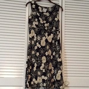 Loft Black Sleeveless Flower Dress 2P